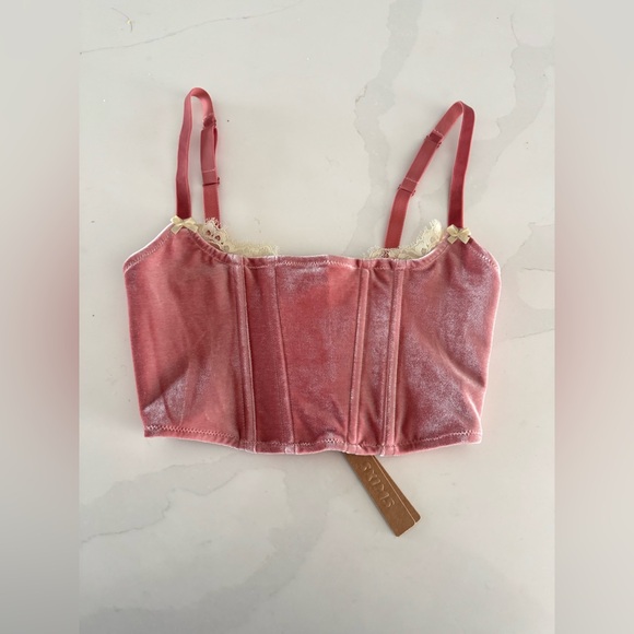 NWT | SKIMS | Limited Edition Velvet Lace Corset in Terracotta | Sz XXS - Picture 6 of 9